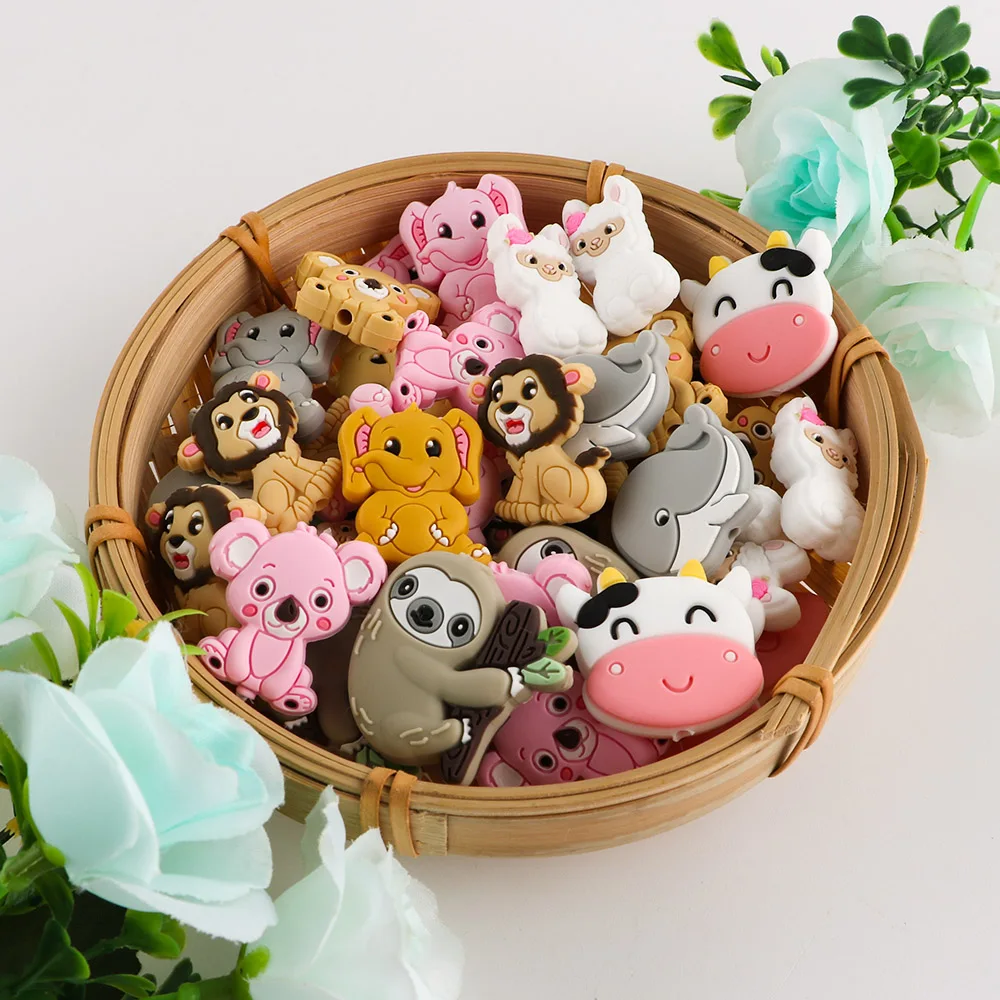 Kovict Animal Silicone Beads For Jewelry Making 5/10pcs Alpacas Elephant Koala Cow Food Grade Pendants DIY Jewelry Accessories