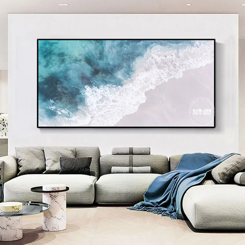 

3d Sea Wave Oil Painting Handmade Abstract Canvas Artwork Landscape Picture Contemporary Decoration Room Wall Unframed Art Mural