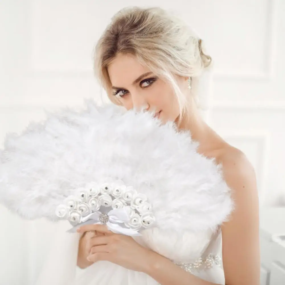 Fluffy Feather Hand Fan Dance Stage Show Props Wedding Party Decor Wedding Feather Fan Bride Handheld Fans Photo Shooting Props