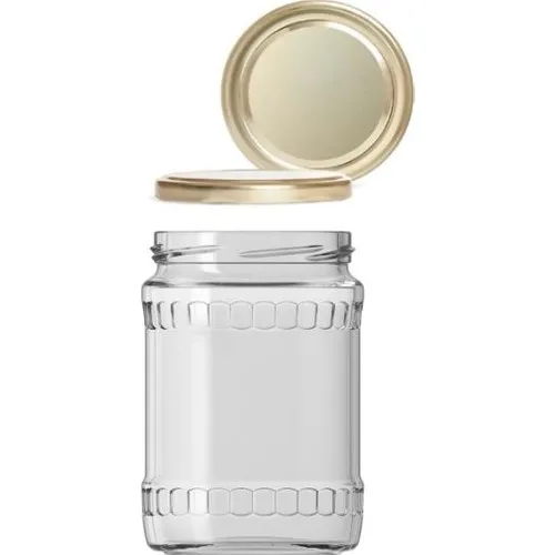 Pasabahce Glass Jar 580 cc Gold Clamshell Storage 10 Pcs