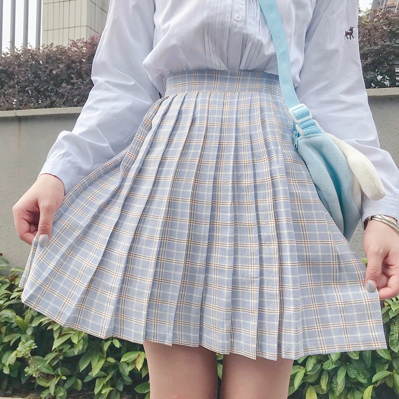 Japanischen jk uniform Plaid Gefaltete Rock Vielseitig-Taille A-linie Rock 2020 Neue japanische mode schule mädchen uniform