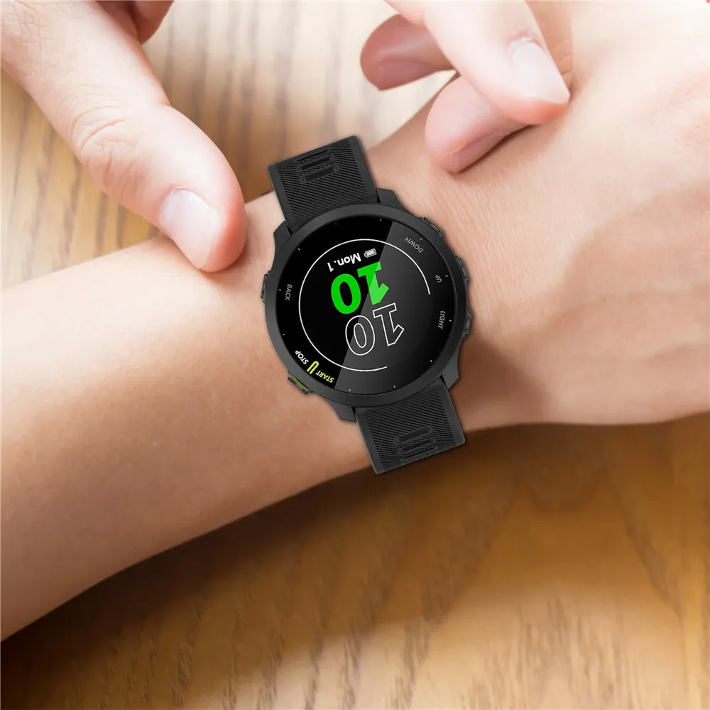 BEHUA 20mm Offizielles Armband für Garmin Forerunner 55 158 245 245M 645 Music, Schnellverschluss-Silikonband Correa – Detail 11