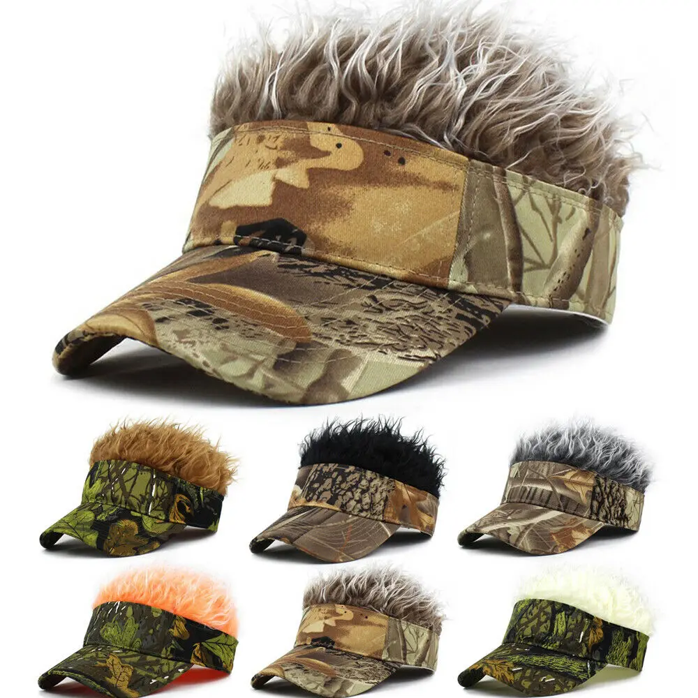 Fashion Casual Camouflage Visor Hat Adjustable Baseball Cap With Spiked Hairs Wigs Baseball Hip Hop Hats For Men Women