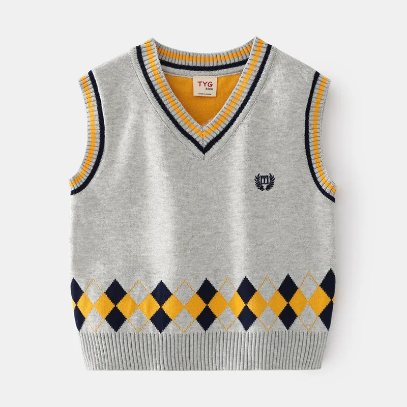 JENYA 2021 Spring&Autumn New Arrival Casual Boys Knitted Cotton  Vest Children Pullover Sweater Infant Baby Clothes Boy Waistcoa