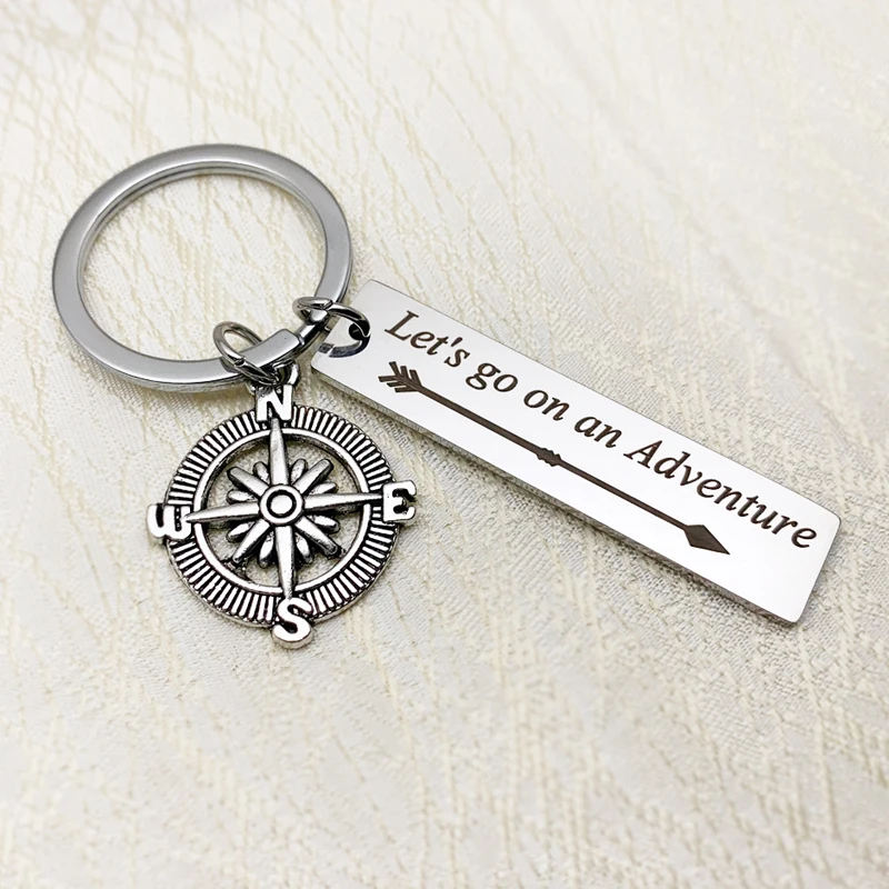 

Retirement Keychain Compass Let's Go On An Adventure Moving Going Away Graduation Gifts Inspirational Traveler Key Chain