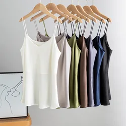 Birdsky, 1PC summer 93% mulberry silk Women tanks tops camis camisoles spaghetti strap vest V neck, 7 solid colors. S-235