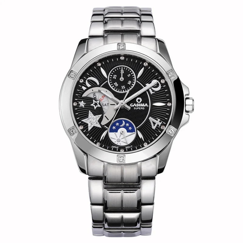 CASIMA Fashion Creative Quartz Wrist Watches Moon phase Women Bracelet Watches Stainless Steel Waterproof  50m Ladies Watch#2805