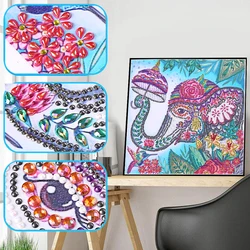 5D DIY Special Shaped Diamond Painting Flower Elephant Cross Stitch Kits Wall Art Decor Canvas Size 30*40 cm Living Room Gift