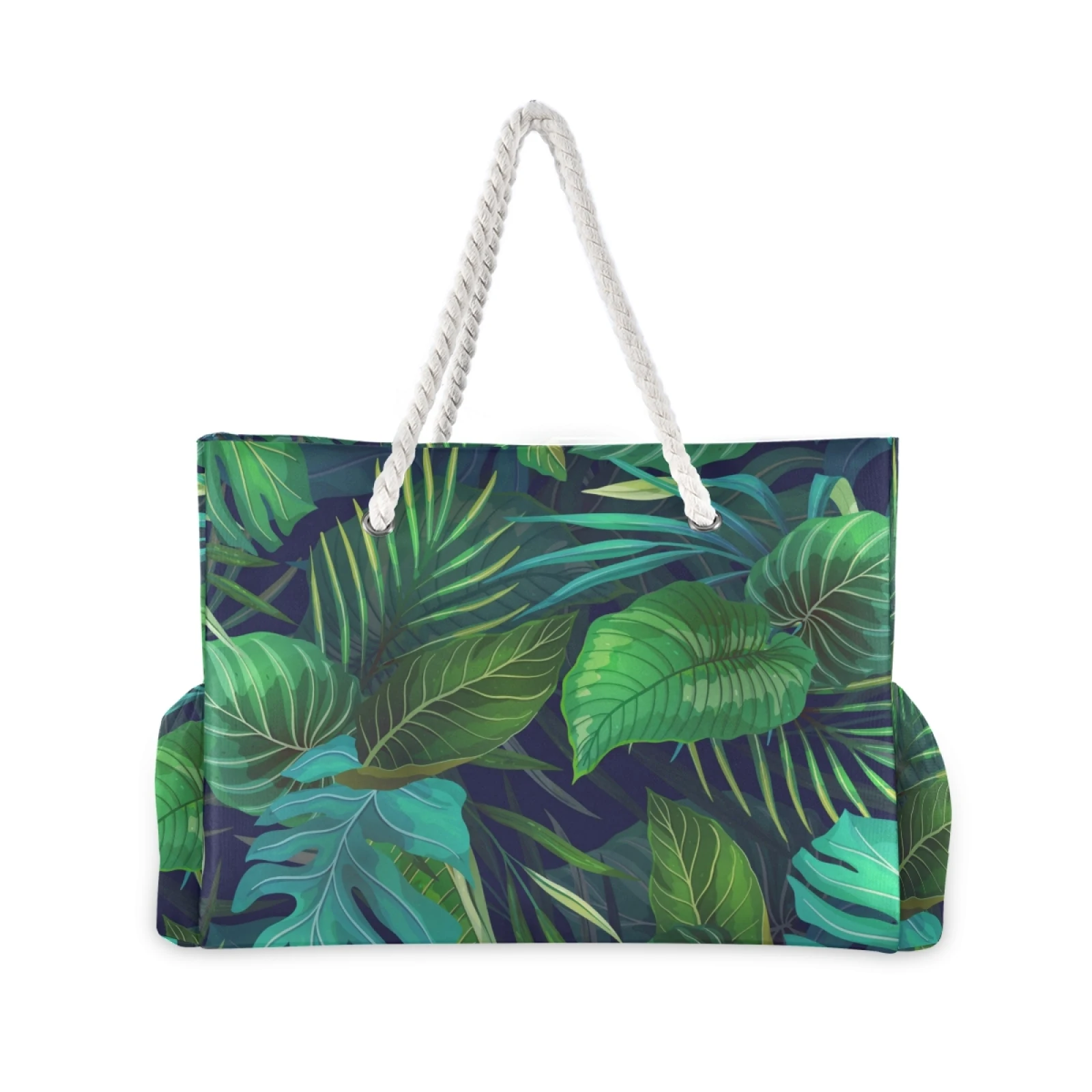 Beach Tote Bag Fashion Women Nylon Summer Large Capacity Exotic Tropical Leaves Shoulder Bag Tote Handbag Shopping Shoulder Bags