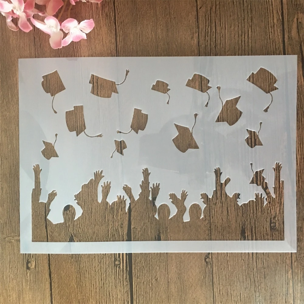 A4 29cm University Graduation DIY Layering Stencils Wall Painting Scrapbook Coloring Embossing Album Decorative Template