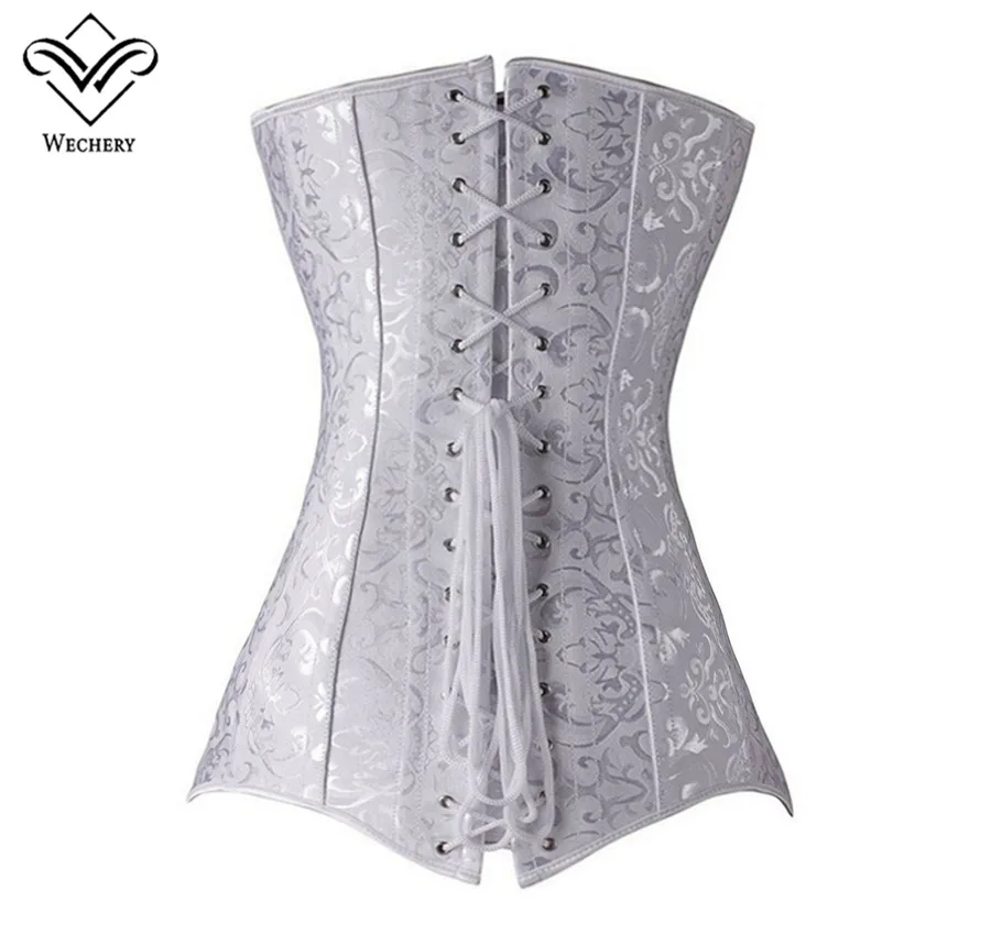 Wechery Steampunk Vintage Corset Gothic Clothing Corsets & Bustiers Lace up Sexy Long Korset Corsage Plus Size Steel Bone Punk