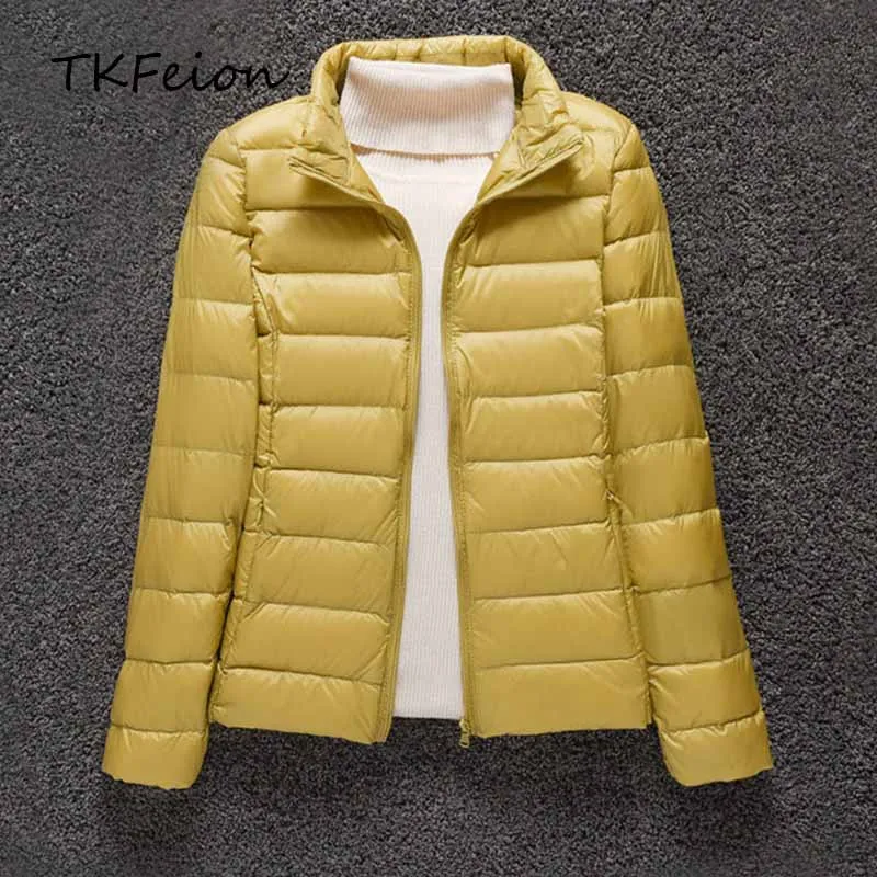 

2021 New Womens Jacket Warm Duck Down Filler Clothing Ultra Light Thin Spring/Autumn Female Feather Jacket Overcoat Coats Parkas