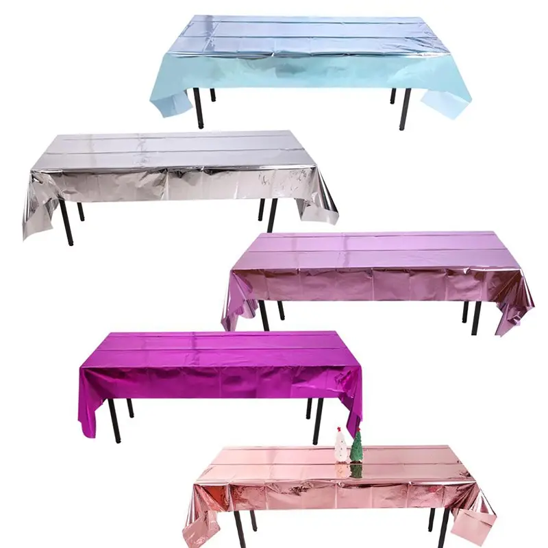 New Tablecloth Waterproof Tablecloth Table Birthday Party Wedding Decoration 2.7*1M Mirror Aluminum Tablecloth Table Cover Decor