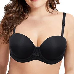 New Women Bra Sexy Bralette Cup B C D E F G H 32 34 36 38 40 42 44 Strapless Removable Anti-slip Silicone Straps Push Up Bras