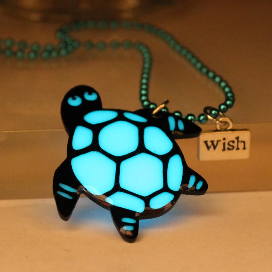 

Glowing Tortoise Sea Turtle Pendant Necklace Glow In The Dark Women Flower Girl Boy