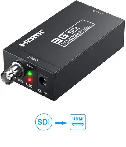 SDI to HDMI Converter Audio Video BNC to HDMI Adapter HD 3G SDI to HDMI & DC 5V 1A Adapter for Monitor HDTV