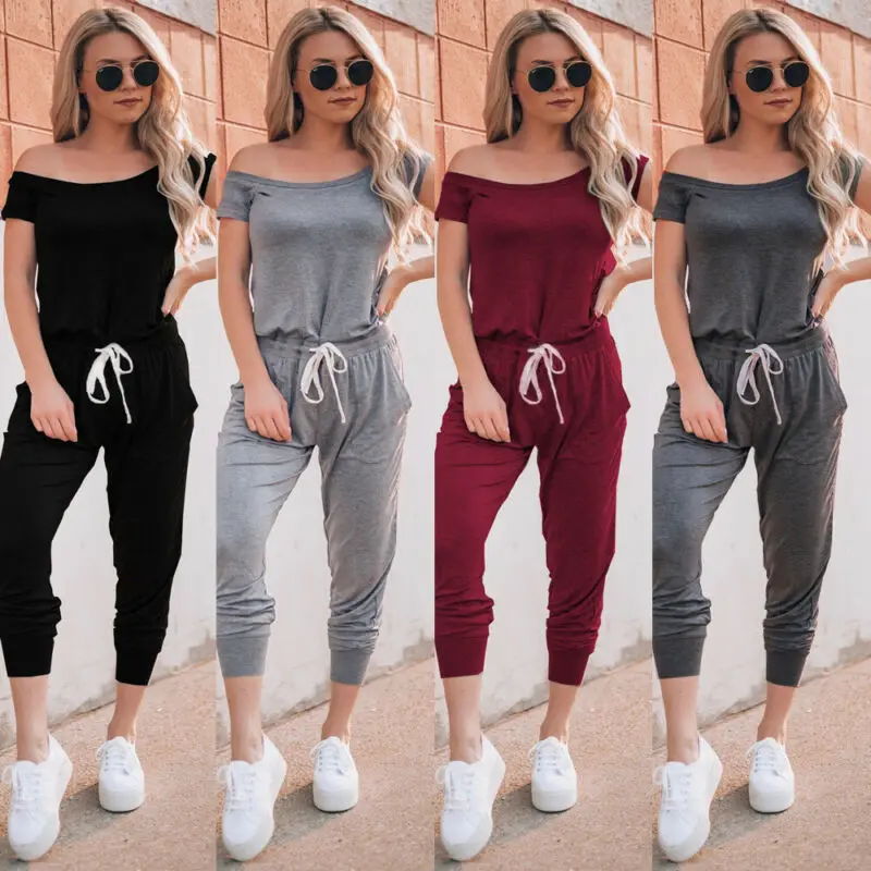 Sexy overalls Women long romper Black jumpsuit Off Shoulder jumpsuit rompers womens jumpsuits body mujer image 5