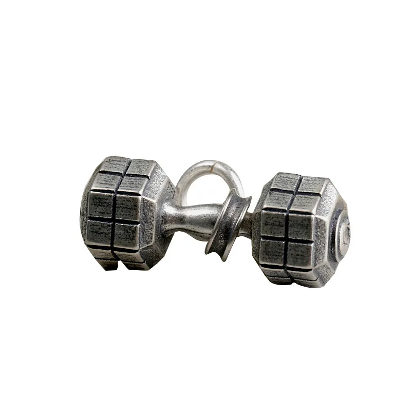 

Really 100% 925 sterling silver dumbbell fitness expert fashion pendant for men and women