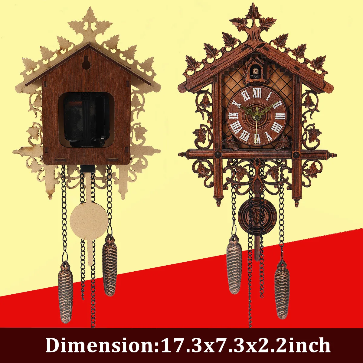 Vintage Handcraft Wood Cuckoo Wall Clock Tree House Swing Wall Clock Art Home Decorations