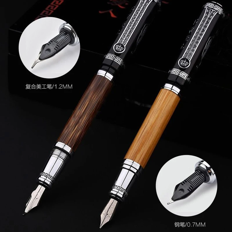 luxury High quality Duke 551 Confucius business fountain Pen Relief elegante men pen Copper Stationery Office Supplies ink pens