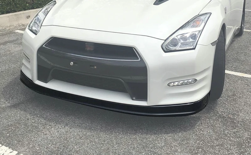 For Nissan GTR R35 2012 On OEM Style Carbon Fiber Front Lip With Under Tray Glossy Finish Bumper Splitter Fibre Under Panel Kit