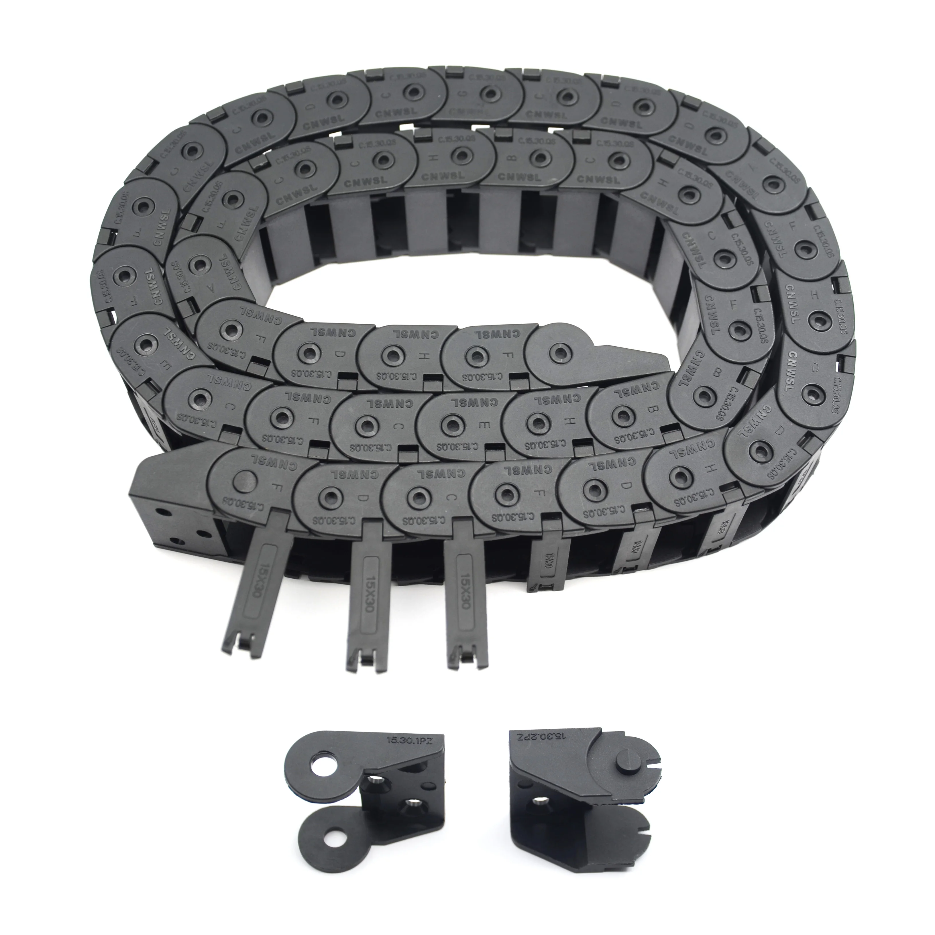 15x30mm Drag Chain Length 1Meter Outside Open Type Black Plastic Cable Carrier R28 with 1Kit End Connectors for 3D Printer