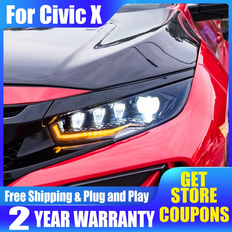 

Head Lamps For Honda Civic G10 2016-2021 All LED Headlights LED Daytime Running Light +Low Beam+High Beam+Dynamic Turn Lights