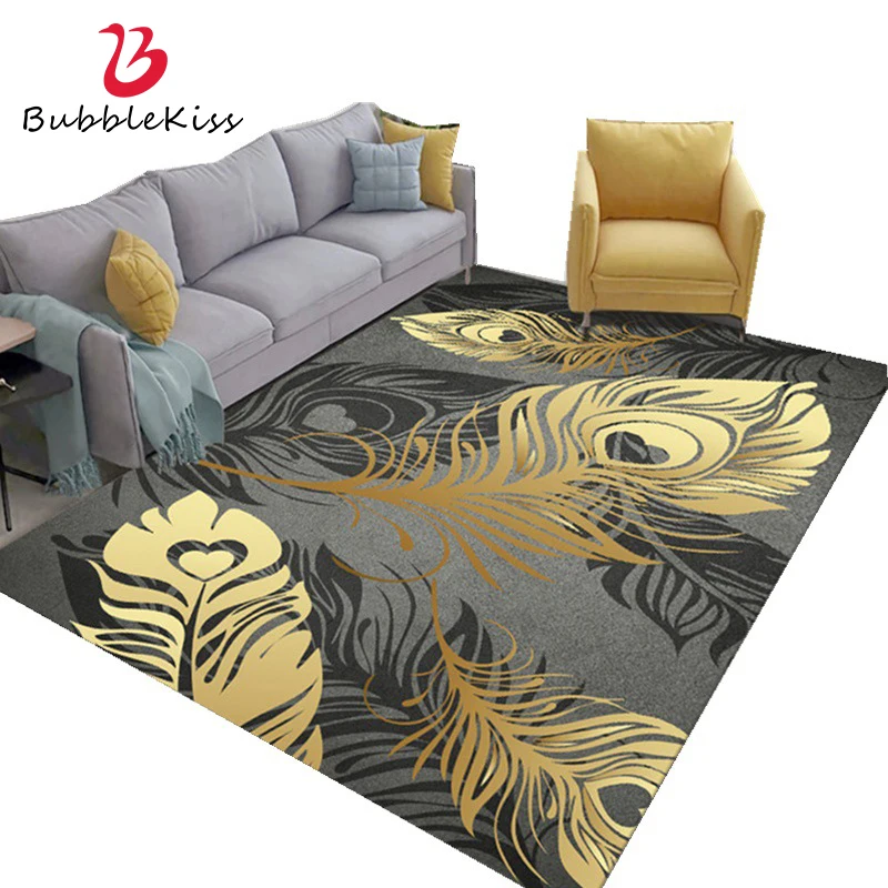 Bubble Kiss Rugs And Carpet For Modern Living Room Feather Pattern Pad Light Luxury Floor Mat Anti-Wrinkle Carpet Home Area Rugs