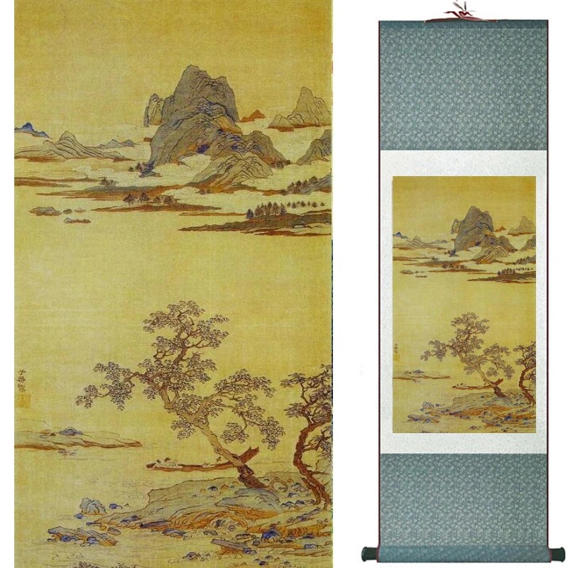 landscape  painting  Home Office Decoration Chinese scroll painting Mountains and river  painting 2019081205