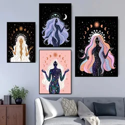 Bohemian Witch Earth Celestial Body Star Moon Sun Goddess Creativity Canvas Painting Posters and Prints Living Room Home Decor