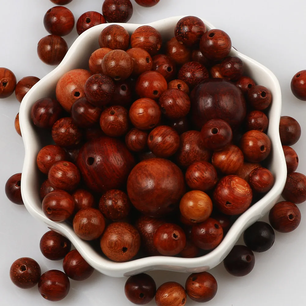 6/8/10/12/15mm Burmese Rosewood Wooden Spacer Beads Round Balls Natural Wood Loose Beads For Jewelry Making Diy Accessories