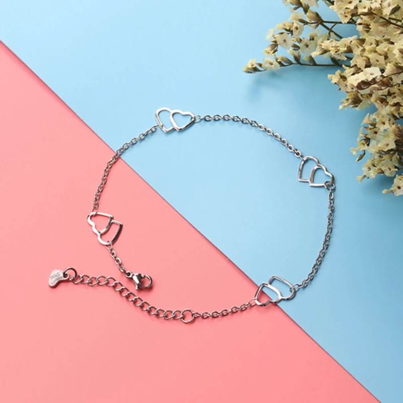 304 Stainless Steel Anklet Foot Chain Jewelry For Women Summer Beach Anklet Butterfly BarefootSilver Color 22.5cm 1 Piece