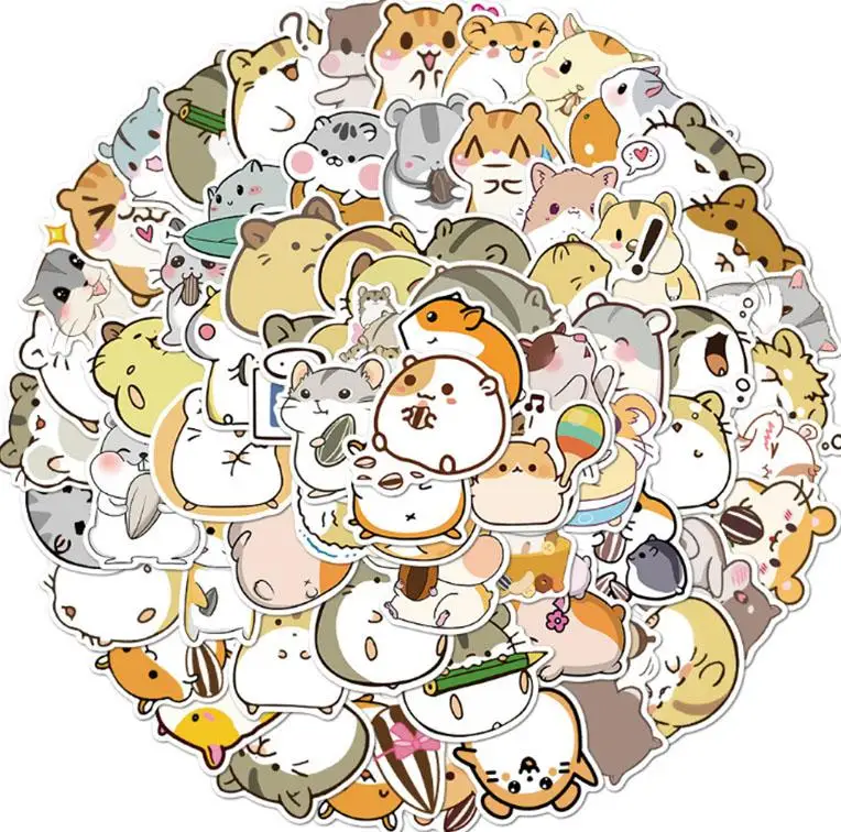 10/30/50pcs Spherical Hamster Graffiti Waterproof Skateboard Travel Suitcase Phone Laptop Luggage Decals Stickers Cute Kids Girl