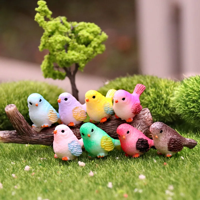 Miniature Figurines Little Birds Figure Simulation Animal Model Cartoon Fairy Garden Decoration Dollhouse Resin Craft