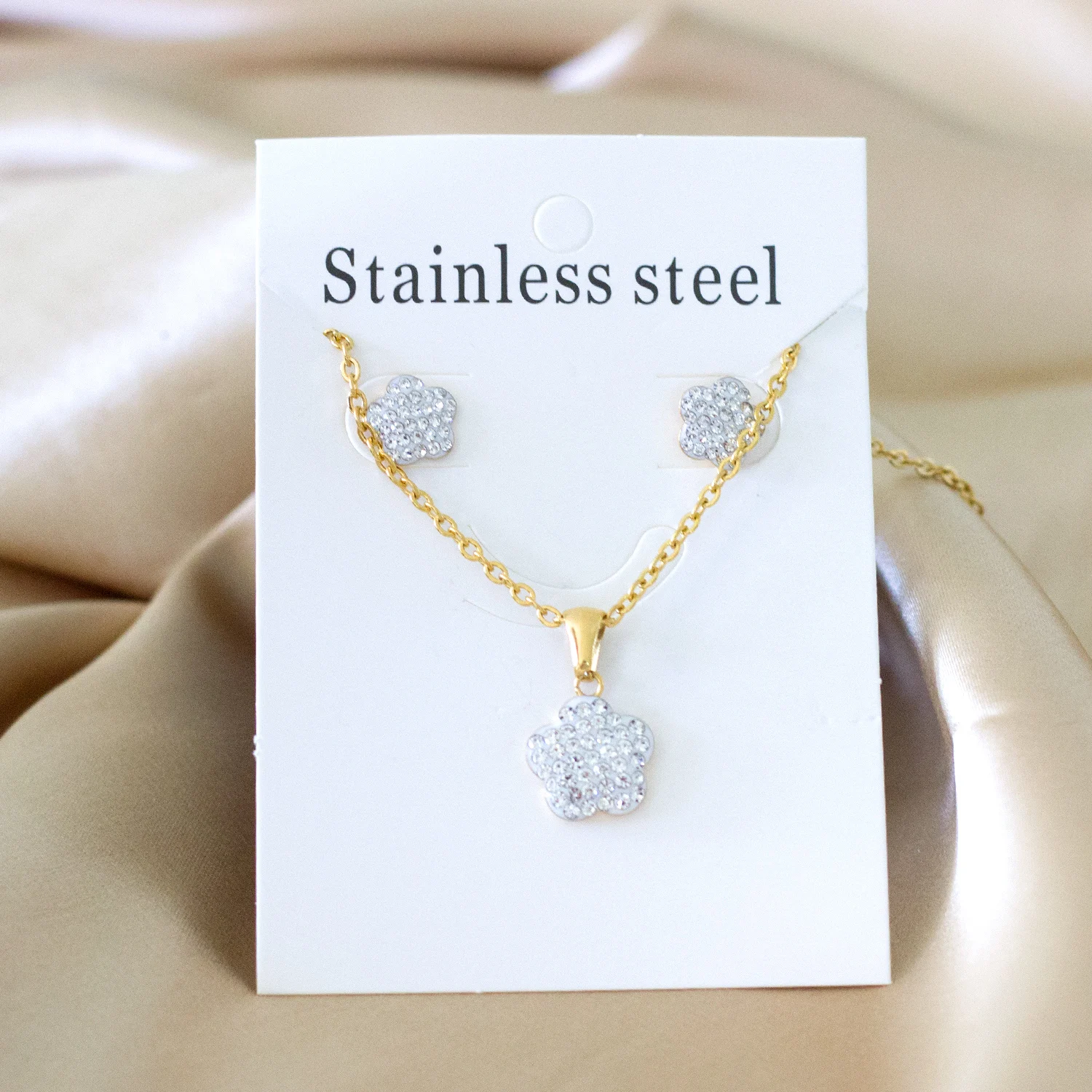 серьги Animals Plants Flowers Butterfly Necklace Earrings Sets Stainless Steel Jewelry for Women Gold Color 2022 Trendy Wholesal