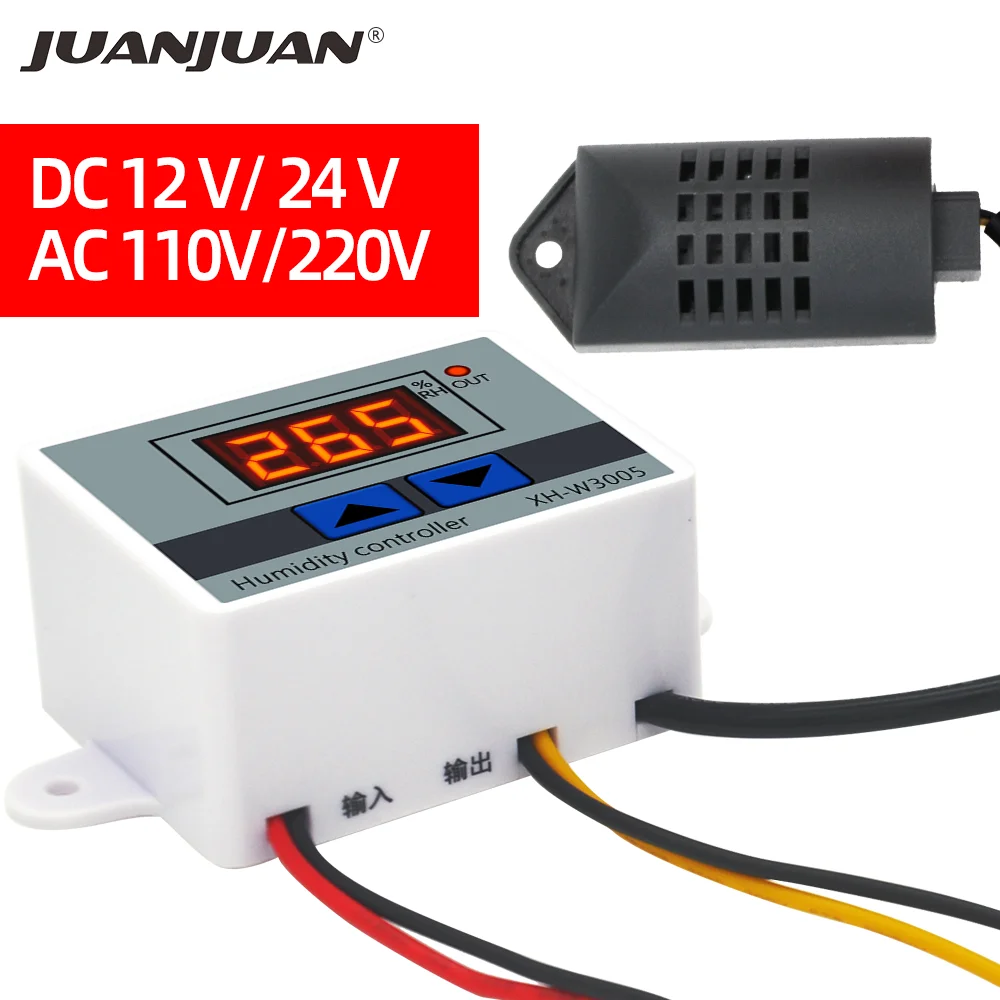 XH-W3005 ตัวควบคุมความชื้น 12V 24V 220V ความชื้นดิจิตอลสวิทช์ควบคุม Hygrostat SWITCH SENSOR วัดระดับความชื้น