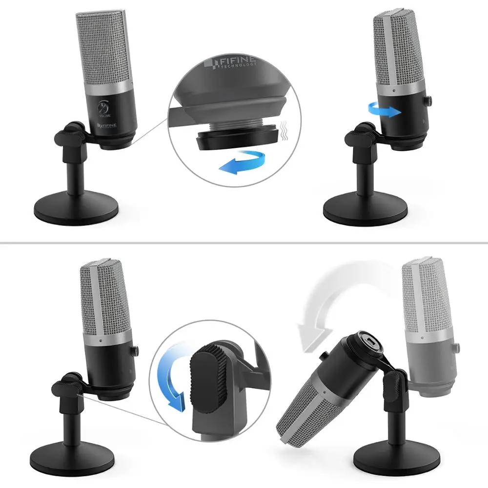 FIFINE – Microphone USB pour ordinateur portable et portable, pour enregistrement, Streaming, voix off, Podcasting, Audio et vidéo, K670