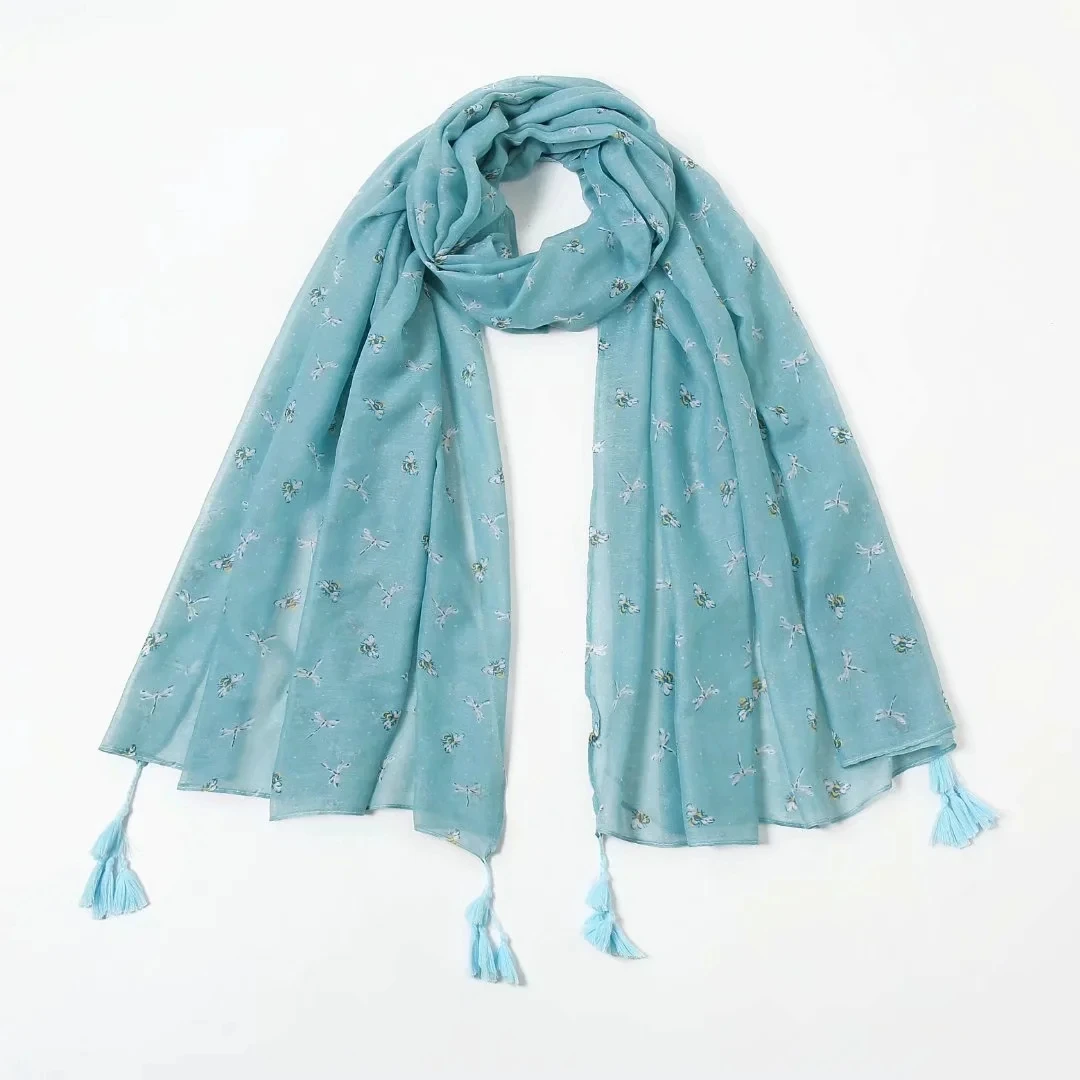 

2021 Beautiful Cute Bee Pattern Fringe Scarves Shawls Women Long Soft Animal Wrap Hijab Free Shipping