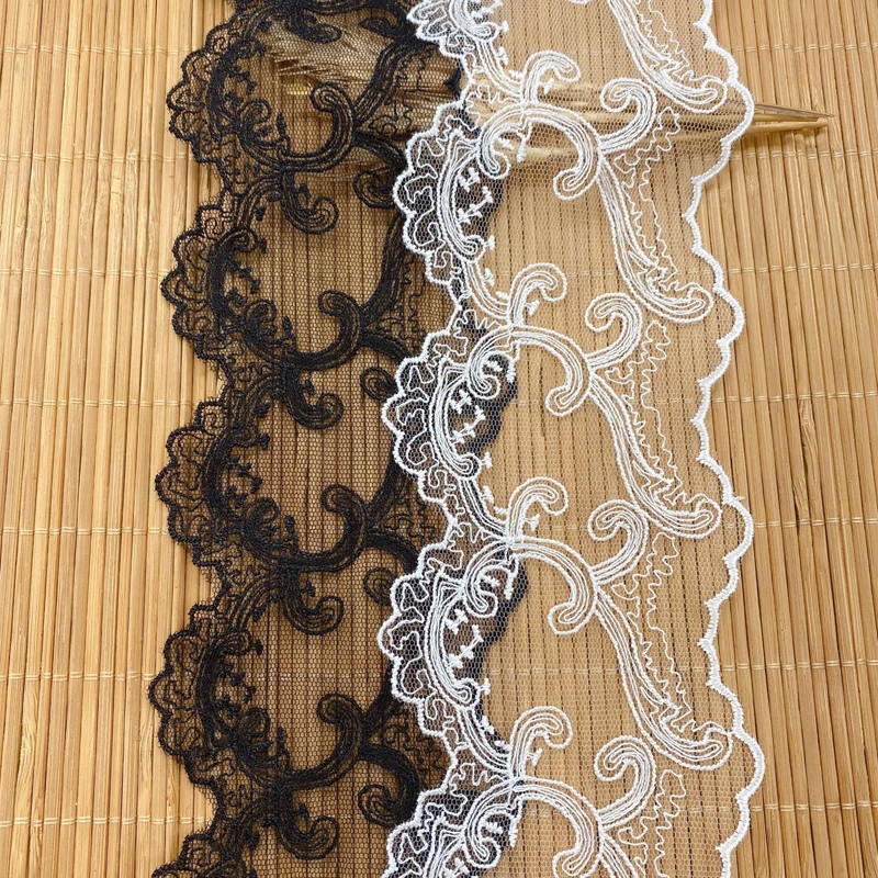 

14yd Polyester Silk + Mesh Embroidered Lace Garment Lace Ribbon Fabric Trims Trimmings DIY Handmade Sewing Accessories