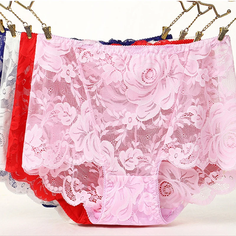 2025 New Sexy Lace Plus Size Panties Women Underwear Large Size Thin Transparent Briefs Women\'s Panties Shorts Big Pantie Female