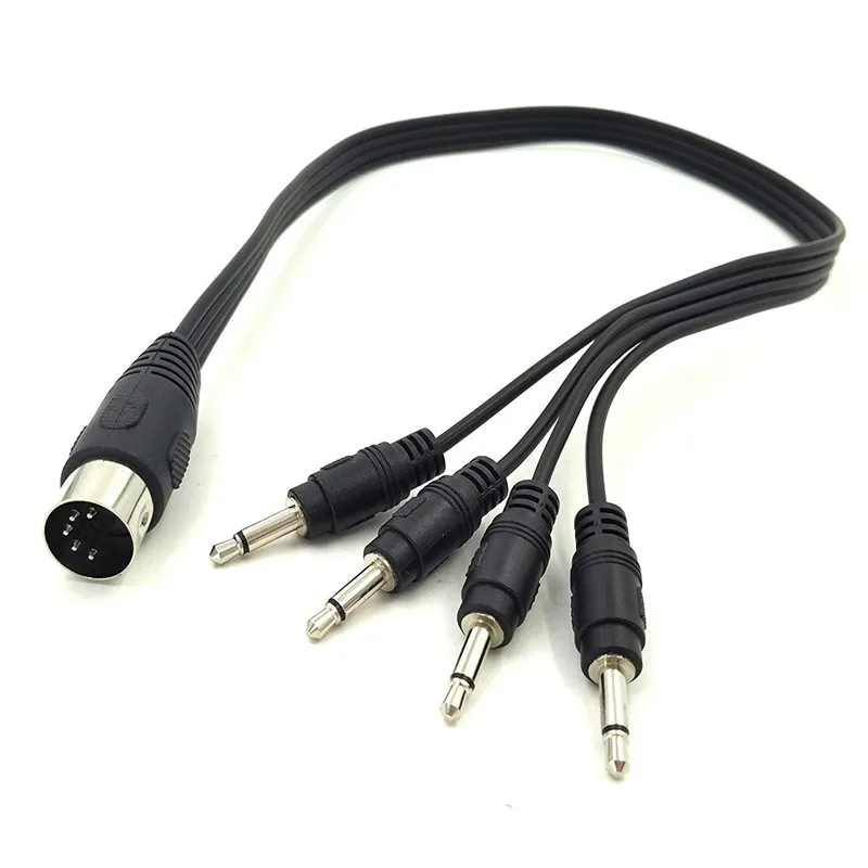 Cabo din para 3.5mm 50cm 5 pinos din plug macho para 4x3.5mm fêmea smartphone aux fone de ouvido mono jack adaptador cabo de entrada 0.5m