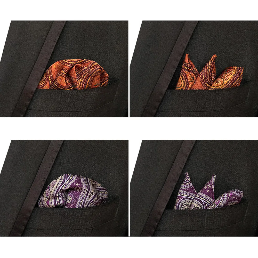 3 Packs Men Classic Flower Paisley Pocket Square Wedding Party Handkerchief BWTHZ0370