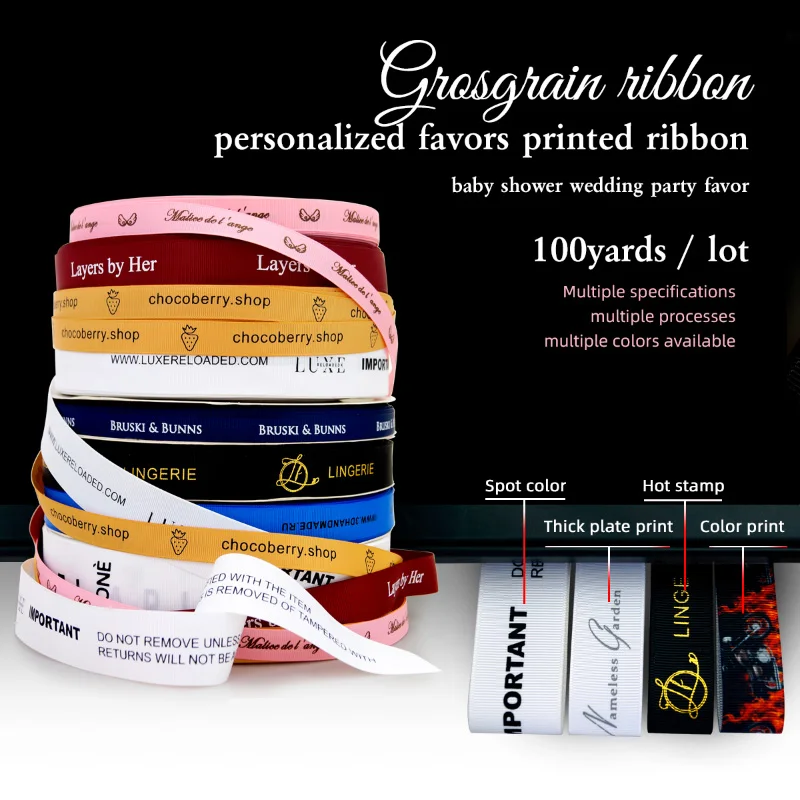 HAOSIHUI-cintas de grogrén impresas personalizadas, decoración de fiesta, boda y personaje de dibujos animados, 10mm-39mm, 100 yardas/lote
