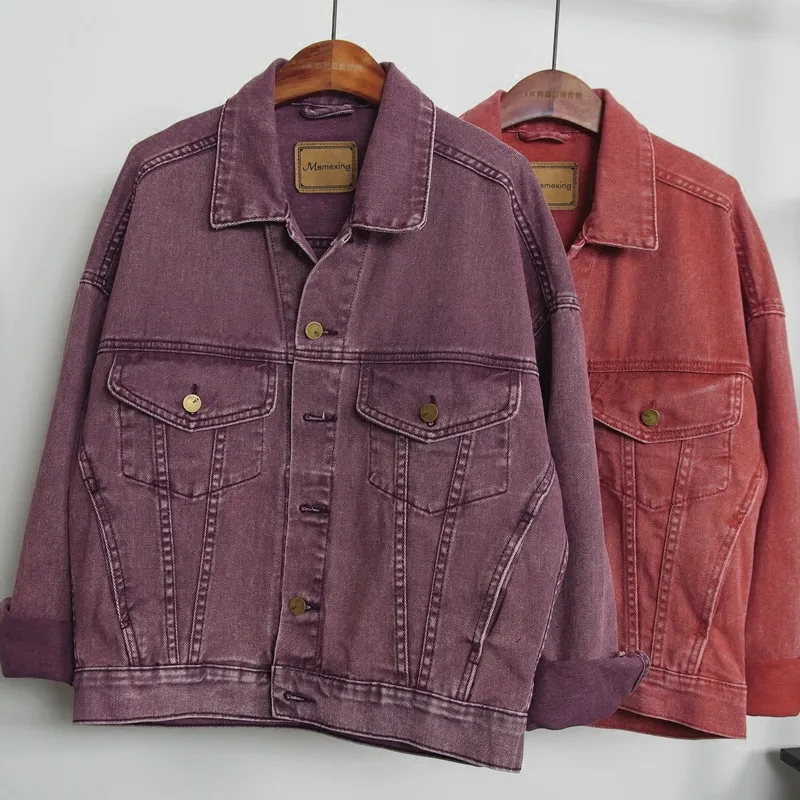 Harajuku Spring Denim Jacket Women 2024 New Vintage Purple Jeans Jackets Female Ladies Casual Basics Coat Women Streetwear