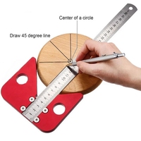 45 Degrees Center Scribe Square Center line Measuring Tool Aluminum Alloy Center Finder Line Gauge with Replaceable Ruler