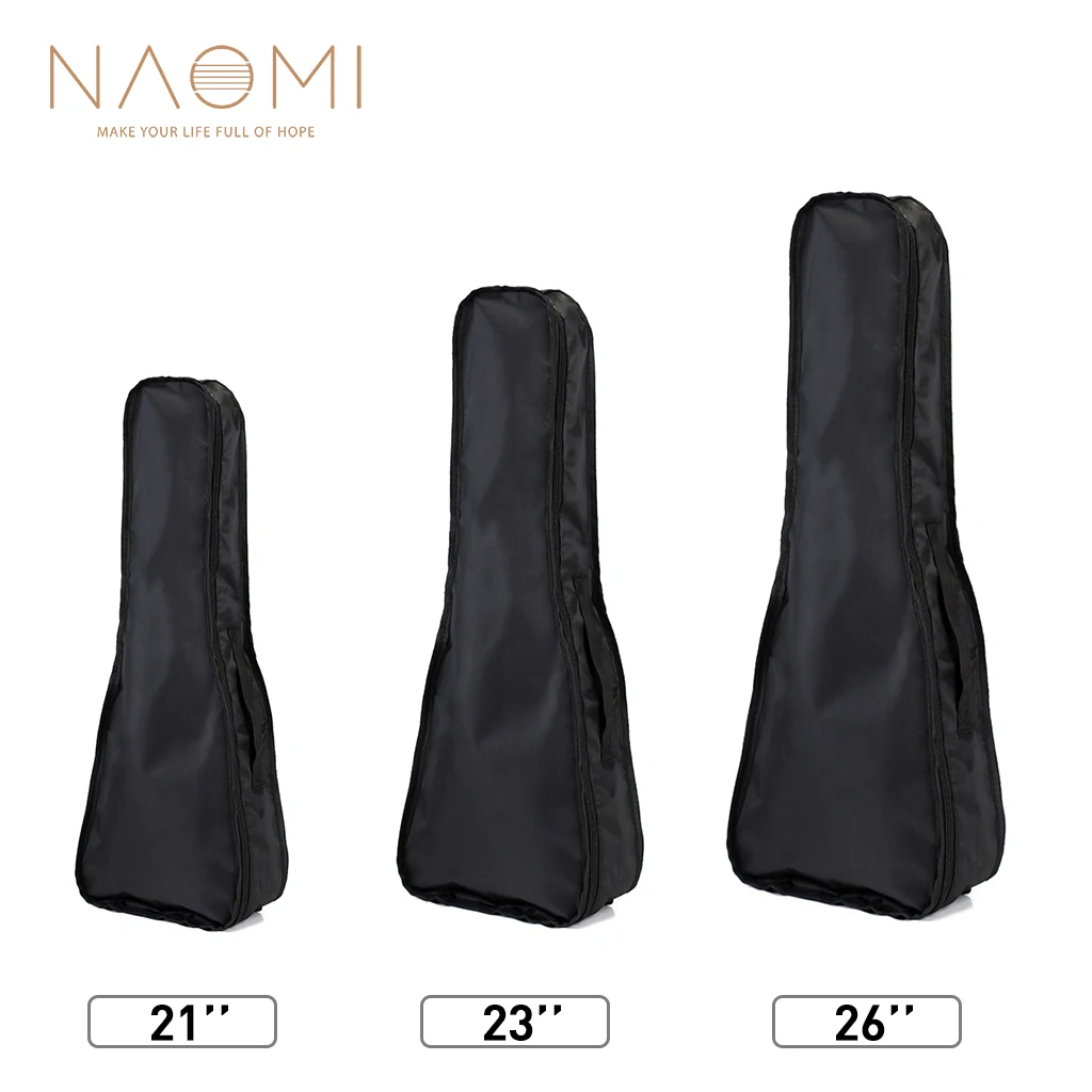 

NAOMI Ukulele Bag 21 /23 /26 Inch Black Portable Oxford Thick Cotton Padded Uke Backpack Soprano Tenor Concert Ukulele Case