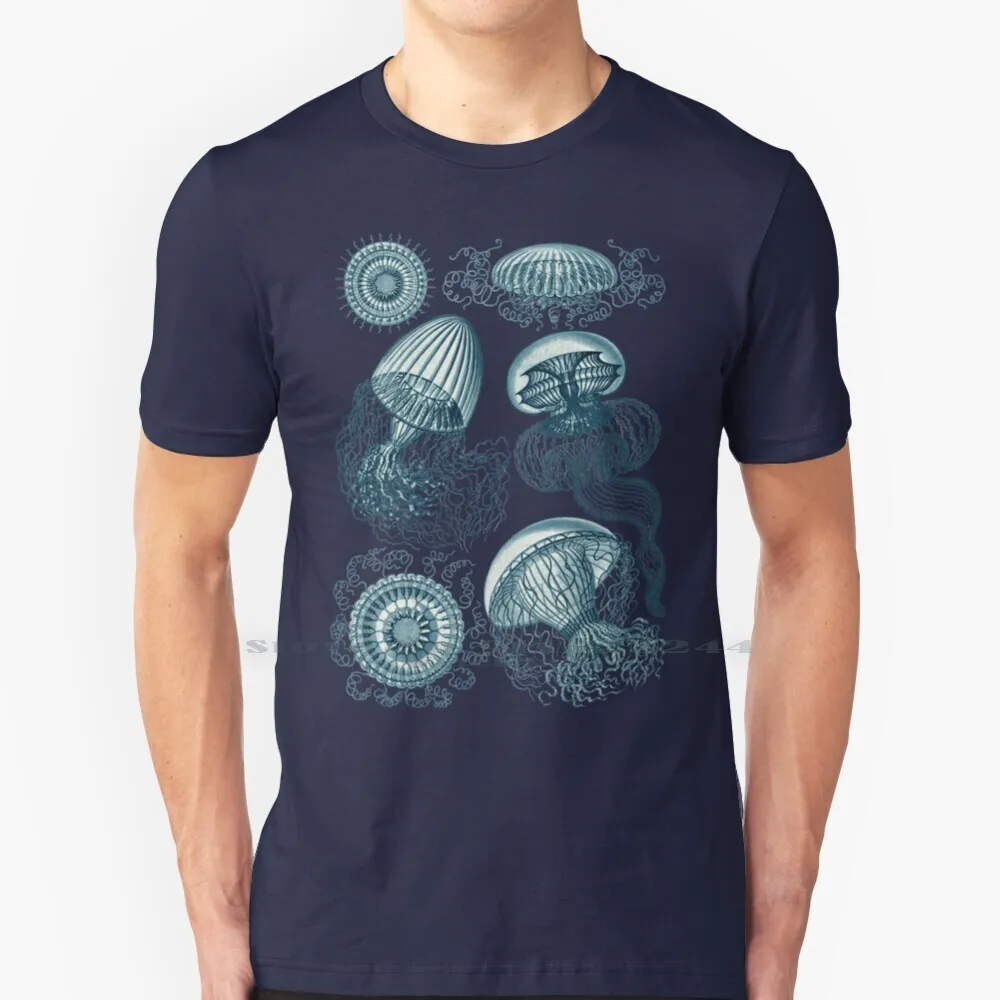 Ernst Haeckel Jellyfish Cerulean 100% Cotton T Shirt Ernst Haeckel Vintage Zoology Marine Biology Hydrozoan Marine Invertebrate