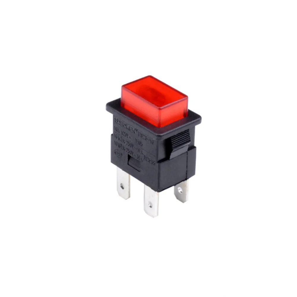 1PC PS23-16 Self-locking Pushbutton Switches 4Pins 250V 16A Socket Power Strip Push Button Switch for Vacuum Cleaner