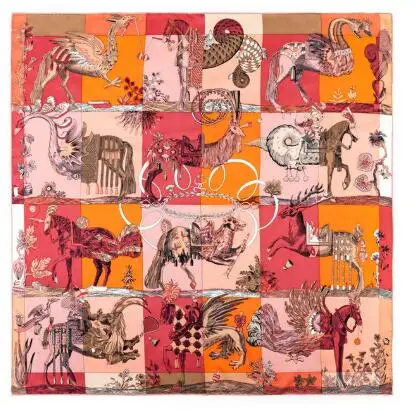 90cm Manual Hand Rolled Twill Silk Scarf Women Beast And Horse Square Scarves Echarpes Foulards Femme Wrap Bandana Hijab