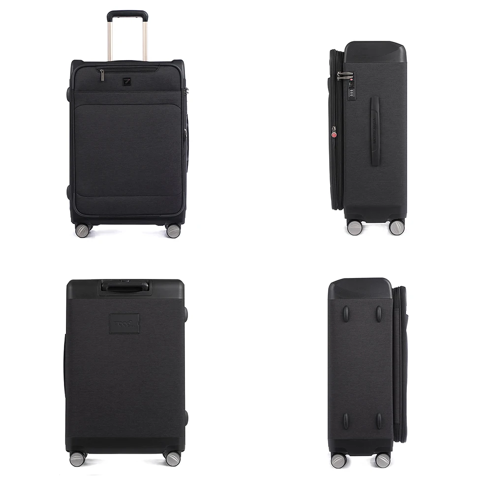 Uniwalker Newest Design Soft & Hard Shell Travel Luggage Hand Lightweight Cabin Size Kids Black Rolling Suitcase Luggage Bag